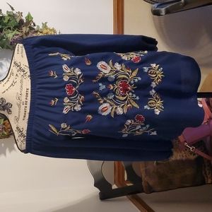 Blue Embroidered Halter Blouse
